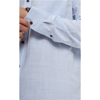 Рубашка д/р лен P411-0489 l.blue