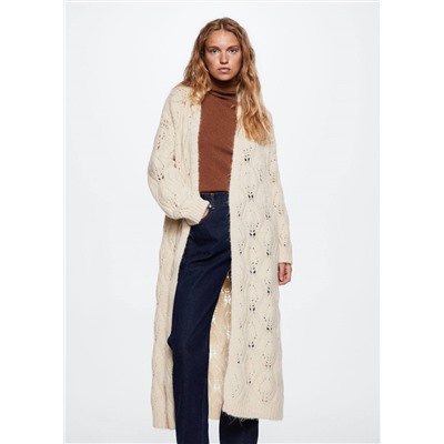 Cárdigan largo punto calado -  Mujer | MANGO OUTLET España