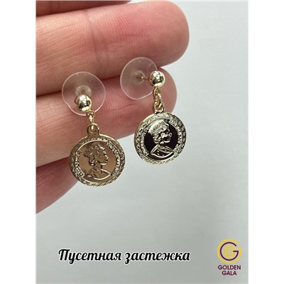 Серьги монеты из медицинской стали золото (Корея) С7/7