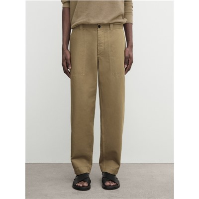 Pantalón con algodón y lino relaxed fit