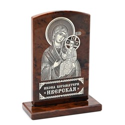 Икона из обсидиана арка "Богородица Иверская" 75*35*105мм