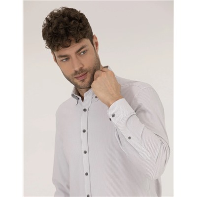 Антрацит Slim Fit рубашка с длинным рукавом