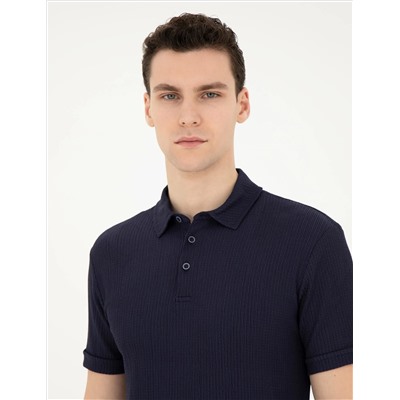 Темно -синий тонкий Fit T -For