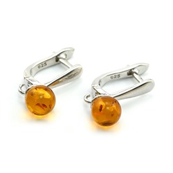 Серьги с янтарём шарик 6мм цв.медовый, 2,1г