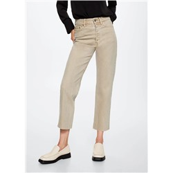 Jeans rectos tiro alto crop -  Mujer | MANGO OUTLET España