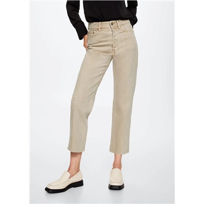 Jeans rectos tiro alto crop -  Mujer | MANGO OUTLET España
