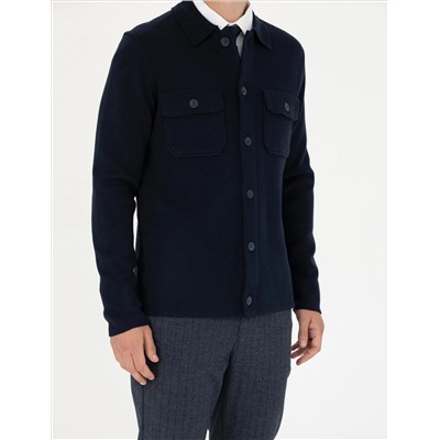 Темно -синий Melanj Slim Fit Button Kintwear Cardigan
