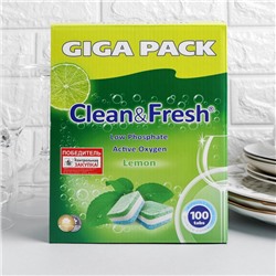 Таблетки для посудомоечных машин Clean & Fresh All in 1, 100 шт