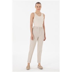 Женщина Open Khaki полосатые полосатые брюки.