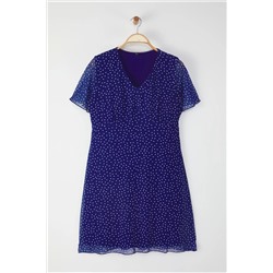 Синяя в горошек с принтом v -neck mini tulle вязание платье большого размера tbbss25ah00192