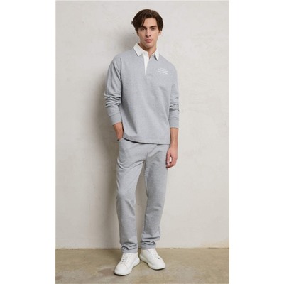 Футболка-поло д/р P411-0570 grey melange