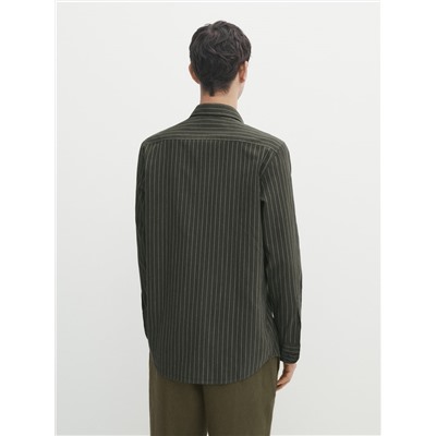 Camisa rayas sarga algodón slim fit