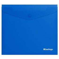 Папка-конверт на кнопке Berlingo "Soft Touch", А5+, 200мкм, софт-тач, синяя