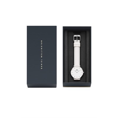 Reloj de cuarzo de piel Petite Bondi - Blanco y plateado