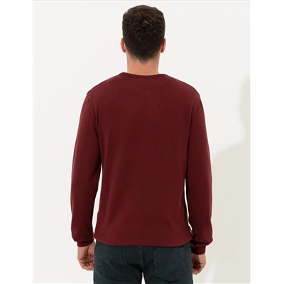 Bordeaux Slim Fit Bicycle Neck Basic Knitwear Казах
