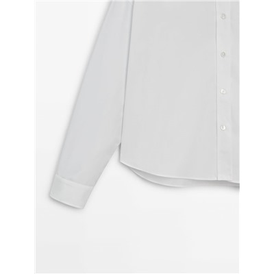 Camisa crop popelín bolsillo