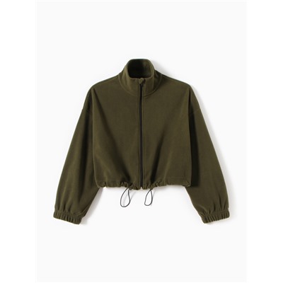 Толстовка флисовая для девочки MINAKU: Fleece Soft, цвет хаки, рост 164 см
