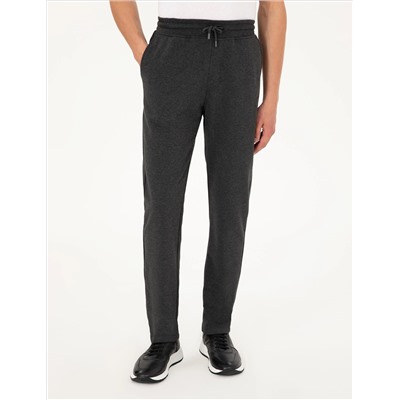 Антрацит меландж Slim Fit 3 пряжа плоский спортивный костюм Six Six