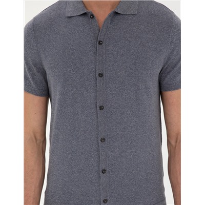 Темная кнопка Slim Fit с полным кнопкой с воротником поло