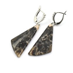 Серьги из яшмы серой 17*35мм, 7г