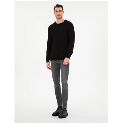 Black Slim Fit Bike Yaka Knitwear свитер
