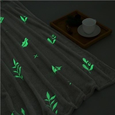 Плед светящийся в темноте "Этель" Twigs 150*200 см,100% п/э, корал-флис, 220 гр/м2