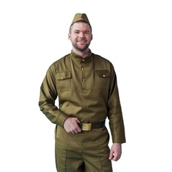 Костюм военный мужской, пилотка, гимнастёрка, ремень с бляхой, р. 50-52, рост 180-190 см