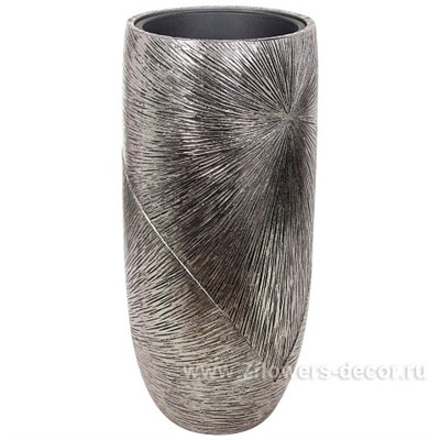 Кашпо полистоун Nobilis Marco "Pa-darksilver Sunrays Vase", D41хH95 см с тех.горшком