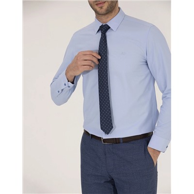Синий Slim Fit Классическая рубашка с длинным рукавом