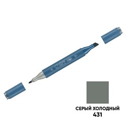 Маркер двусторонний для скетчинга Гамма "Студия", серый холодный, корпус трехгранный, пулевид./клиновид. наконечники