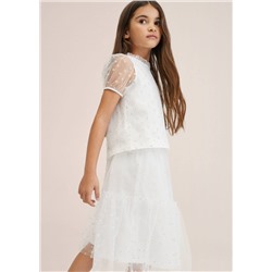 Falda tul bordado flores -  Niña | MANGO OUTLET España
