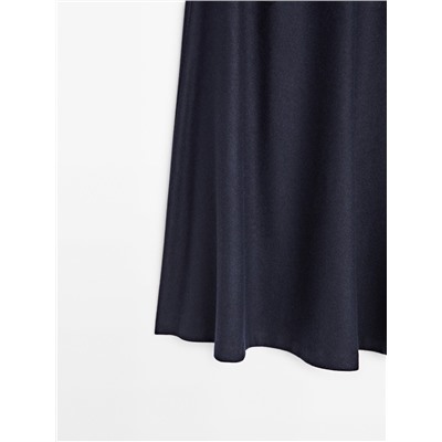 Falda midi vuelo mezcla lana azul marino