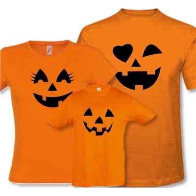 Семейные оранжевые футболки "Тыквы" halloween