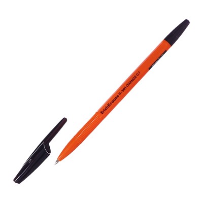 Ручка шариковая ErichKrause R-301 Orange Stick, узел 0.7 мм, чернила чёрные, длина линии письма 2000 метров, штрихкод на ручке