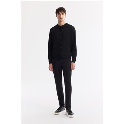 Черный поло яка кнопка Rayon Knitwear Cardigan