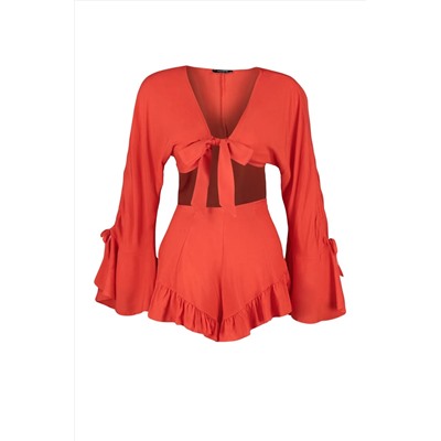 Красные плетения Frilly Blouse Shorts Set Set tbess23au00128