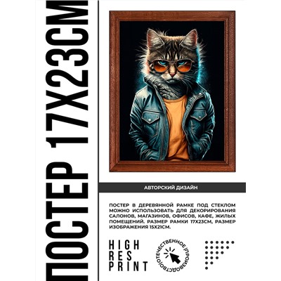 POSV-0385 Постер в рамке 17x23см Крутой кот