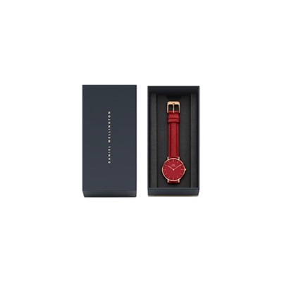 Reloj de cuarzo de piel Petite Suffolk - 32 mm - Rojo y dorado