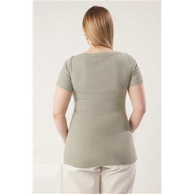 Мята, установленная на лодке воротник, рыцарь, вязание Big Size Blouse TBBSS25AF00047