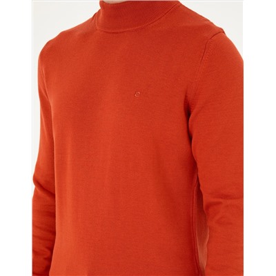 Оранжевый Slim Fit Half Fisherman воротник базовый вязаный свитер