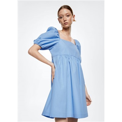 Vestido algodón manga abullonada -  Mujer | MANGO OUTLET España