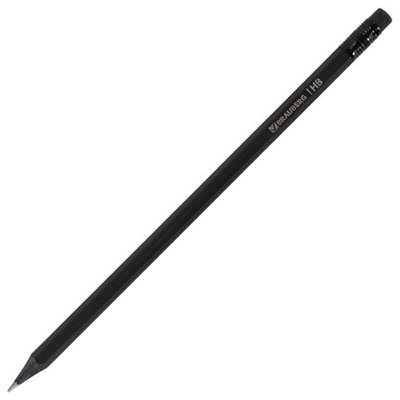 Карандаши чернографитные BRAUBERG НАБОР 6 шт., "Black Jack", НВ, с резинкой, черные, дерево, заточенные, 180608