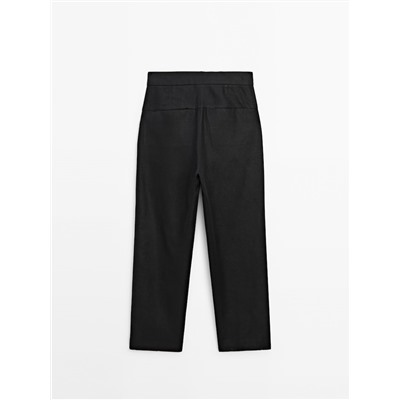 Pantalón lino pinzas slim fit