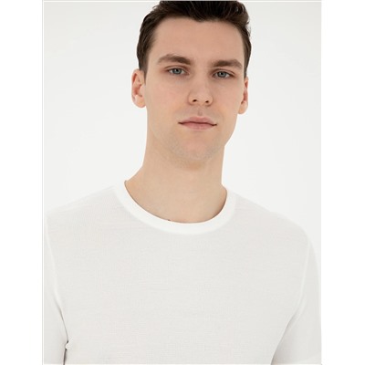 Белый Slim Fit Bike Yaka Triko T -For