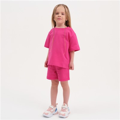 Комплект детский (футболка, шорты) KAFTAN "Basic line" размер 32 (110-116), цвет розовый