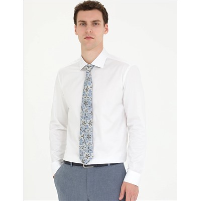Белый бывший Slim Fit Классическая рубашка с длинным рукавом