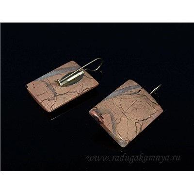 Серьги из яшмы ситцевой 15*37мм, 8г