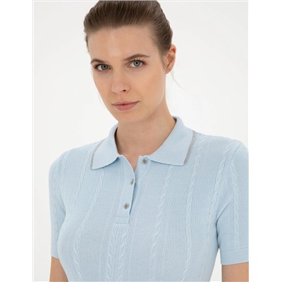 Blue Slim Fit Polo Yaka Triko T -For