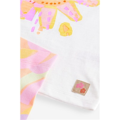 Pink/White Rainbow Sun T-Shirt and Cycle Shorts Set (3mths-7yrs)