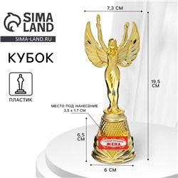 Кубок наградная фигура Ника «Самая лучшая жена», пластик, золото, 19.5×7.3 см